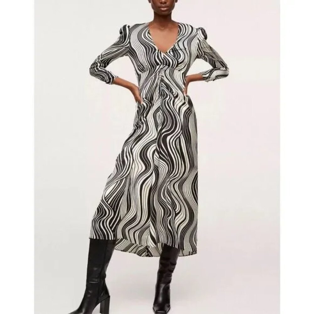 Mango Black and White swirl print Women's Maxi Dress - size 0